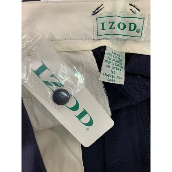 Size 10 Izod Women's Navy Blue Stretch Cotton Chino Pants New Y2K - Picture 8 of 8